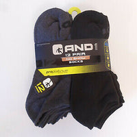 AND1 6-Black 6-Grey Pair ProPlatinum No Show Socks Arch Compression Proplatinum