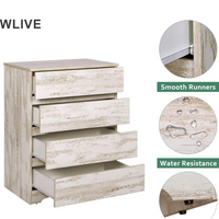 4 Drawer Wood Storage, Natural Oak