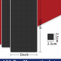 Grands carrés magnétiques avec support adhésif 100 autocollants magnétiques flexibles (chacun 1" x 1", 0,08" d'épaisseur) Points magnétiques collants