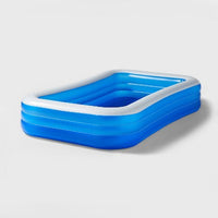 
              Sun Squad Large Rectangular 10 x 6 ft x 22" Inflatable Above Ground Pool Blue (3m x 1.8m x 55.8cm) Ages 6+
            
