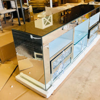 Glass Tv Stand With Led Lights [ L 152cm x P 36cm x H 56 ]