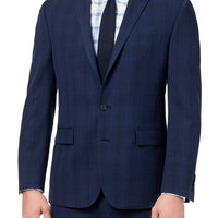 Ryan Seacrest Distinction Mens Suit Jacket Blue USA 42 L Plaid Blazer