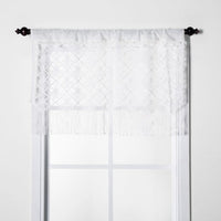 24"x41" Macrame Sheer Window Valance White - Opalhousea