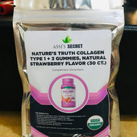 Assi’s Secret Nature’s Truth Collagen Type 1+3 Gummies,Natural Strawberry Flavor (30ct.)