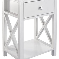 Magic UNION X-Design - Mesa auxiliar de noche con cajón de almacenamiento, color blanco y moderno