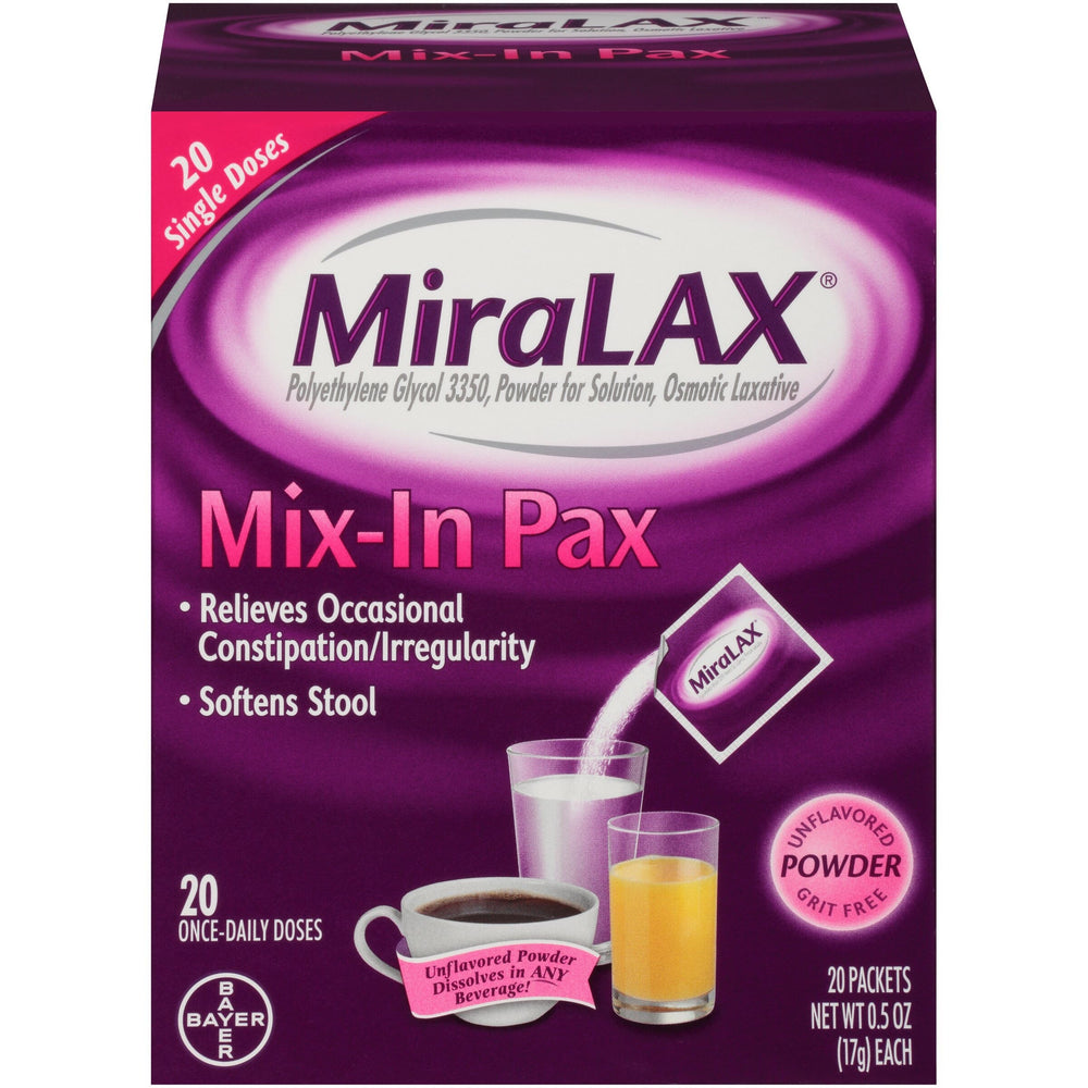 MiraLAX Polyethylene Glycol 3350, 1Pk en Poudre 17g