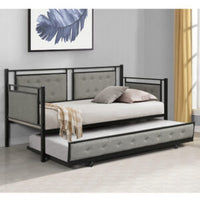 
              Metal Sofa Bed [218,44L  218,44P - 101,6H ]—Black Leather Or Grey Fabric
            