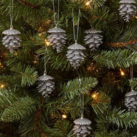 8ct Glitter Pinecone Christmas Ornament Set Silver - Wondershop™