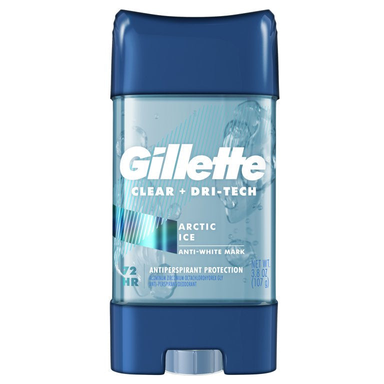 Déodorant antisudorifique Gillette pour hommes, gel clair, DLC: 03/24 glace arctique, 72 heures. Protection contre la transpiration, Twin Pack, 3,8 Oz. chacun