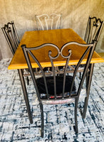 
              Metal & Wood Dining Table With 4 Chairs - Beech Or Cherry
            