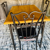 Metal & Wood Dining Table With 4 Chairs - Beech Or Cherry