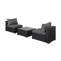 WO 3-Piece Outdoor Patio Armless Sofa Conversation Bistro Set avec table basse, Espresso/Gris
