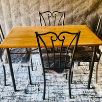 Metal & Wood Dining Table With 4 Chairs - Beech Or Cherry