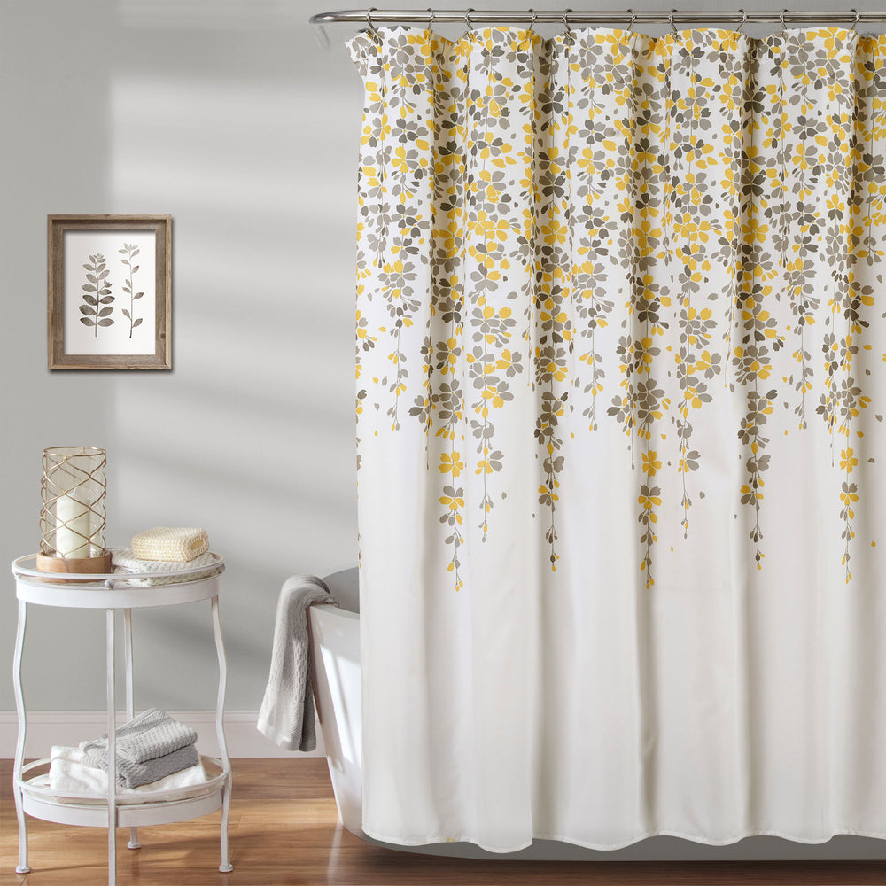 Weeping Flower Shower Curtain Yellow/Gray - Lush Décor (Please be advised that sets may be missing pieces or otherwise incomplete.)