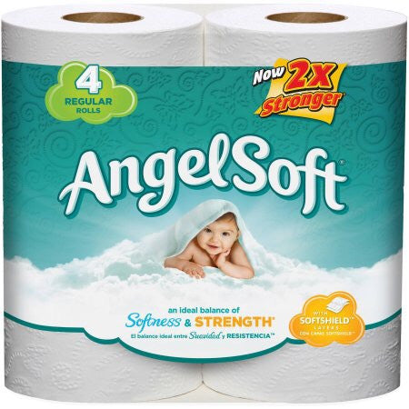 Angel Soft Toilet Paper, 4 Regular Rolls, Bath Tissue
