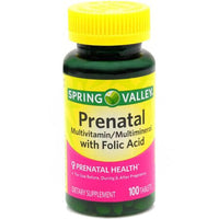 Spring Valley Prenatal Multivitamin/Multimineral with Folic Acid Tablets, 100 ct DLC: 02/26