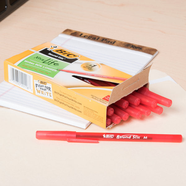 BIC Round Stic Ball Pen, Rouge