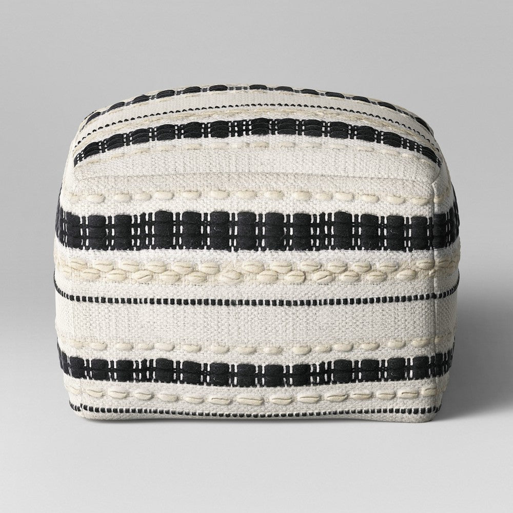 Lory Pouf Black and White Textured - Opalhouse