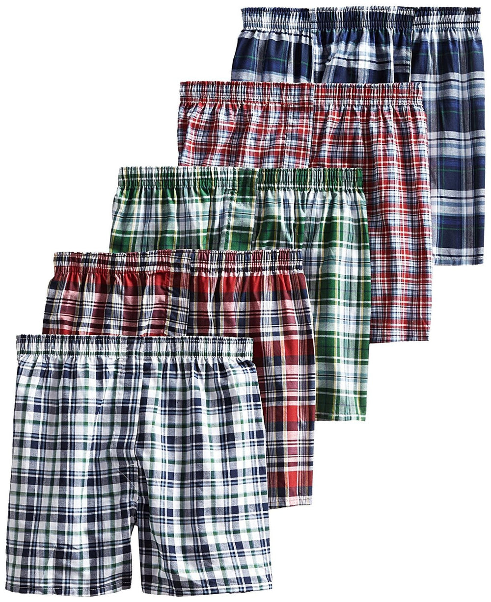 Hanes Red Label 5pk Boxer Shorts Tartan ASRT XL