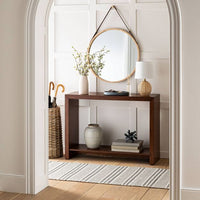 26" Wood Mirror with Pleather Strap Hanger Natural - Thresholda designed with Studio McGee