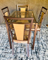 
              Metal & Glass Dining Table With 4 Chairs - Black Or Bronze DYLAN [5 PCS]
            