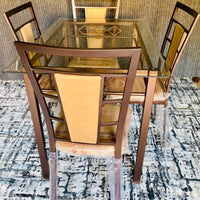 Metal & Glass Dining Table With 4 Chairs - Black Or Bronze DYLAN [5 PCS]