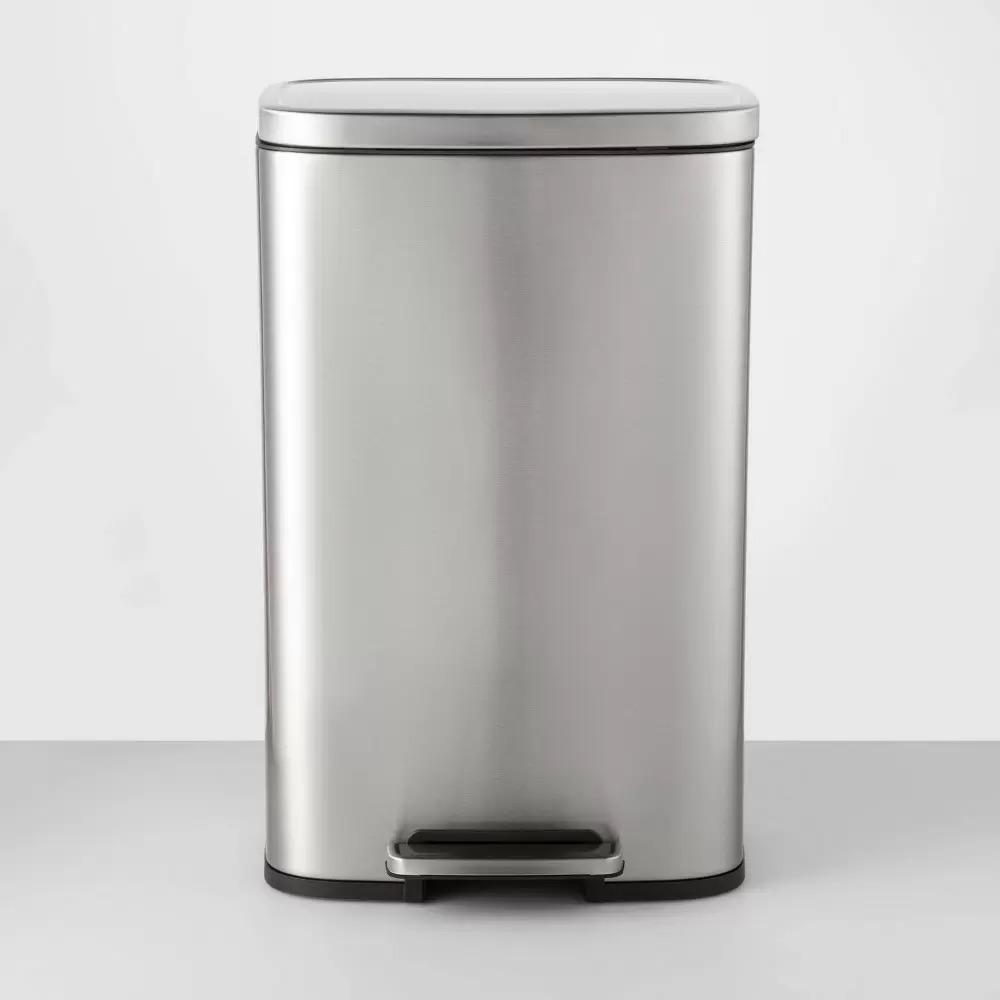 45L Rectangular Step Trash Can Silver - Made By Design