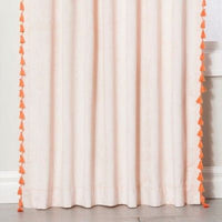 
              137cm x 213cm Velvet Curtain Panel with Orange Tassels Blush - Opalhousea (1 Panel)
            