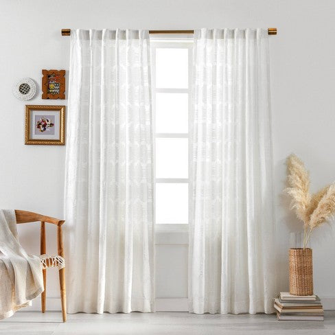 127cm x 213cm Larache Clipped Light Filtering Curtain Panel White (Two panel)