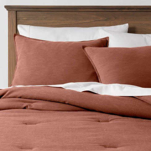 Full/Queen Cotton Velvet Comforter & Sham Set Cognac - Threshold™