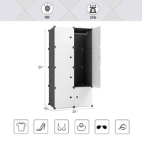 Kosi - Armoire portable pour armoire de 14.1 x 18.0 de profondeur, rangement avec portes, 8 seaux, couleur noir
