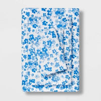 
              Standard Easy Care Printed Pillowcase Set Blue Floral - Room Essentials™
            