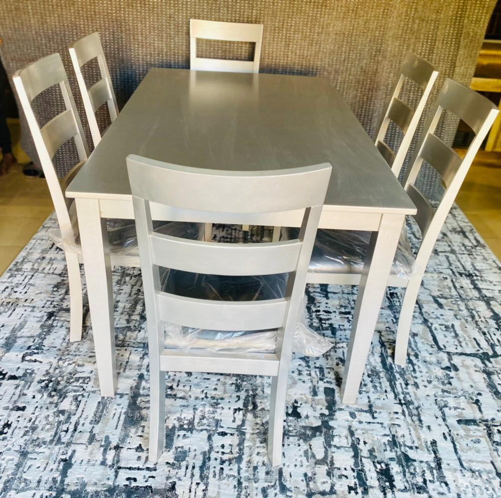 Dining Table With 6 Chairs - Available In Champagne Or Silver