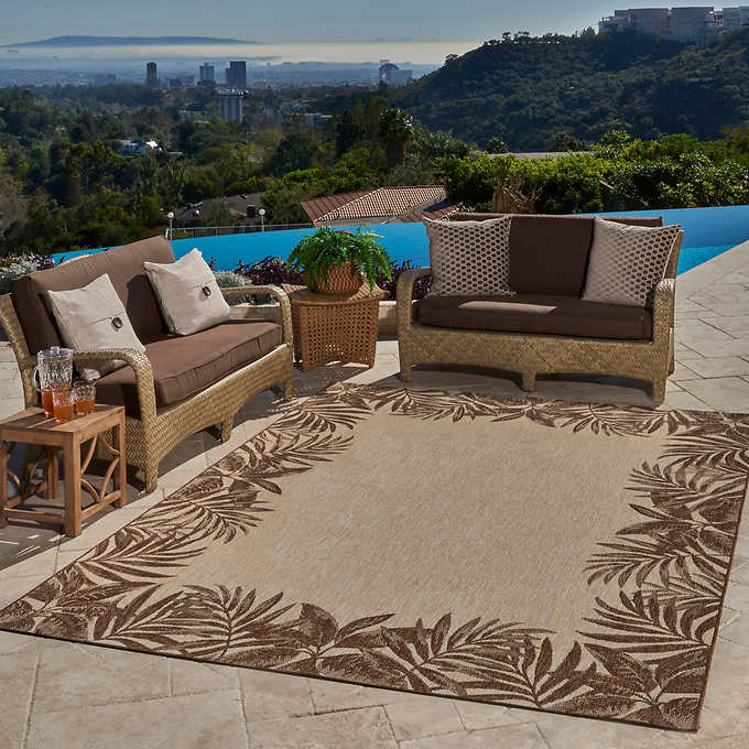 Naples Indoor/Outdoor Area Rug, Palm Border 266 x 398cm