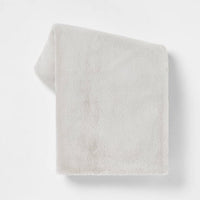 Faux Rabbit Fur Throw Blanket Light Gray - Threshold™
