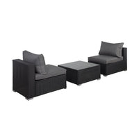 WO 3-Piece Outdoor Patio Armless Sofa Conversation Bistro Set avec table basse, Espresso/Gris
