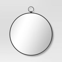 
              23" x 26.75" Round Metal Wall Mirror with Hanger Black - Threshold
            