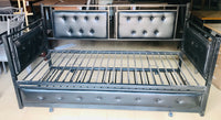 
              Metal Sofa Bed [218,44L  218,44P - 101,6H ]—Black Leather Or Grey Fabric
            