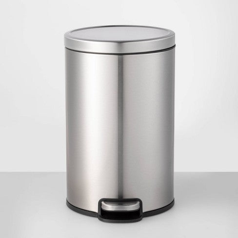 12L Round Step Trash Can Silver - Made By Design™