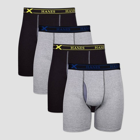 Hanes Premium Men's 4pk Xtemp Boxer Briefs - Black/Gray XL