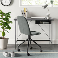 
              Wood and Metal Writing Desk with Storage Espresso MCI
            