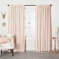 
              137cm x 213cm Velvet Curtain Panel with Orange Tassels Blush - Opalhousea (1 Panel)
            
