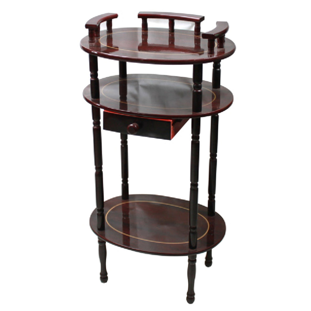 3 étages table de coin [35.5 cm large - 35.5 cm diamètre - 28 cm haut] - CERISE FONCÉE