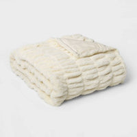 60" x 86" Faux Fur Oversized Throw Blanket Sour Cream - Threshold Signaturea