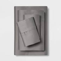 Queen 400 Thread Count Solid Performance Sheet Set Dark Gray - Threshold