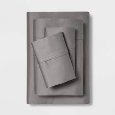Queen 400 Thread Count Solid Performance Sheet Set Dark Gray - Threshold
