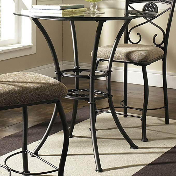 Metal & Glass Bar Table with 2 chair Black Or Bronze DYLAN [ 3 pc ]