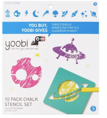 Sidewalk Chalk 10-Piece Stencil Set Space Theme Yoobi