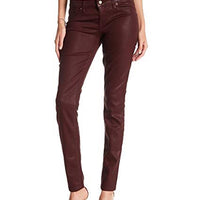 Level 99 Burgundy Mid Rise Coated Skinny Jeans Sz 28/6