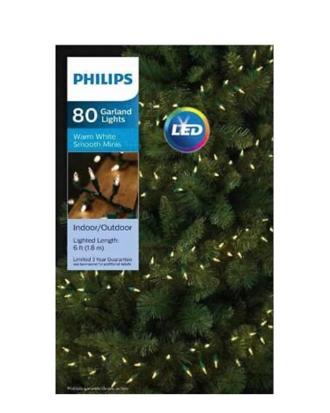 Philips 80ct LED Christmas Smooth Mini Garland String Lights Warm White